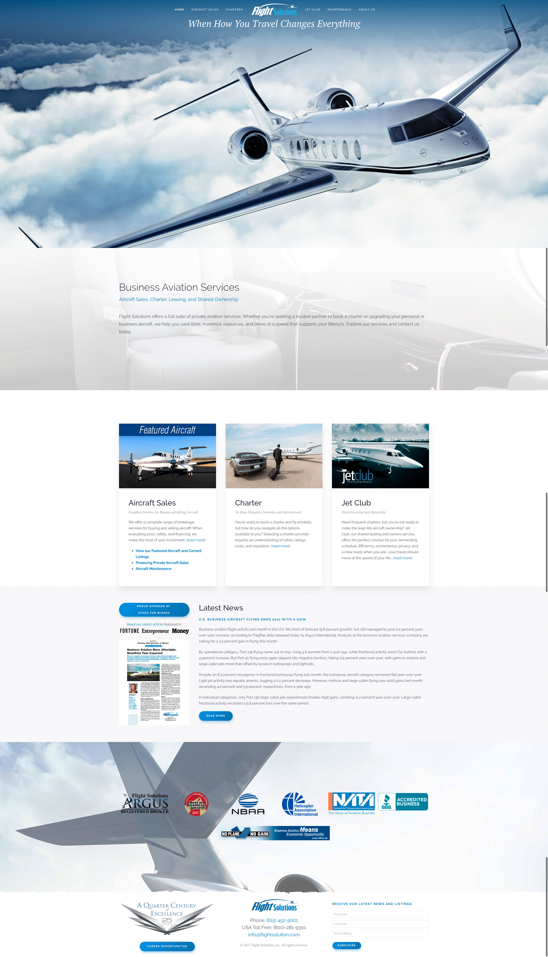 Flight Solutions Nashville Aviation Company Website Design