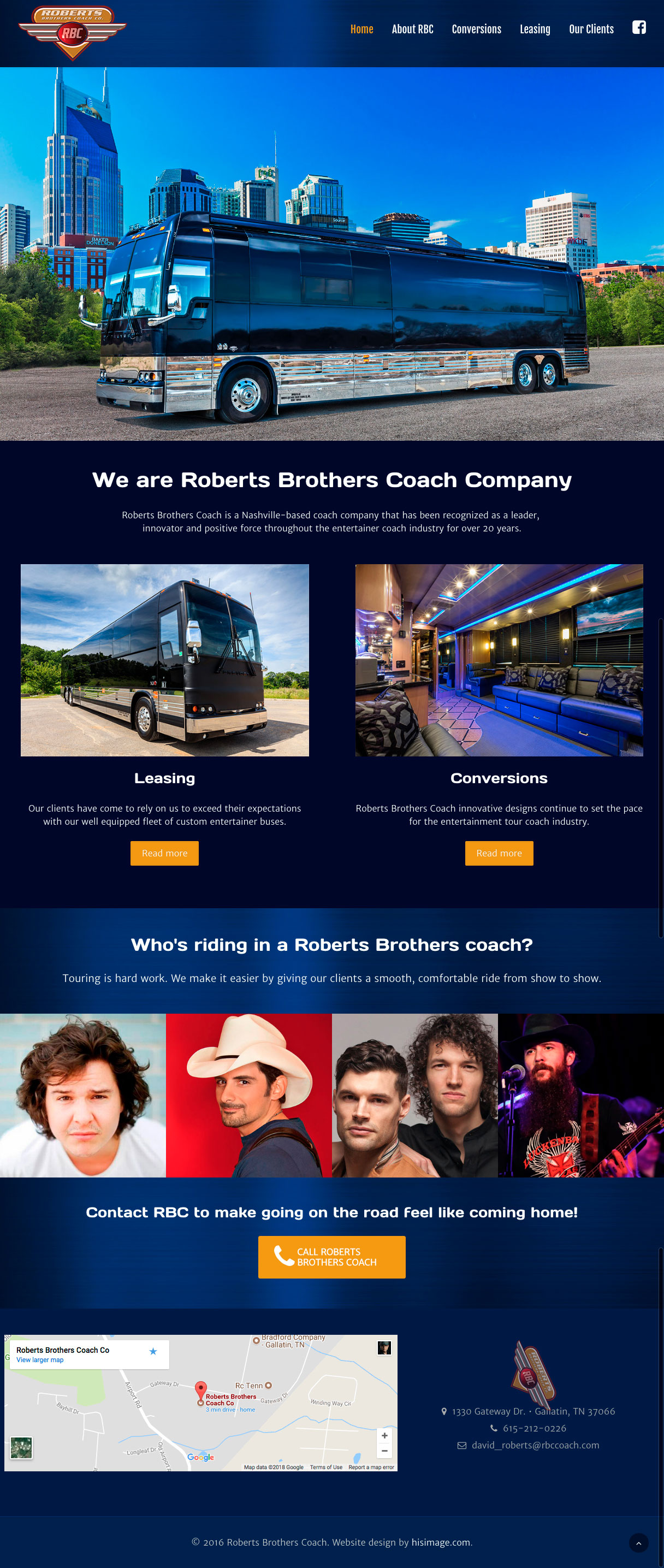 Roberts Brothers Custom Entertainer Coach Website Design